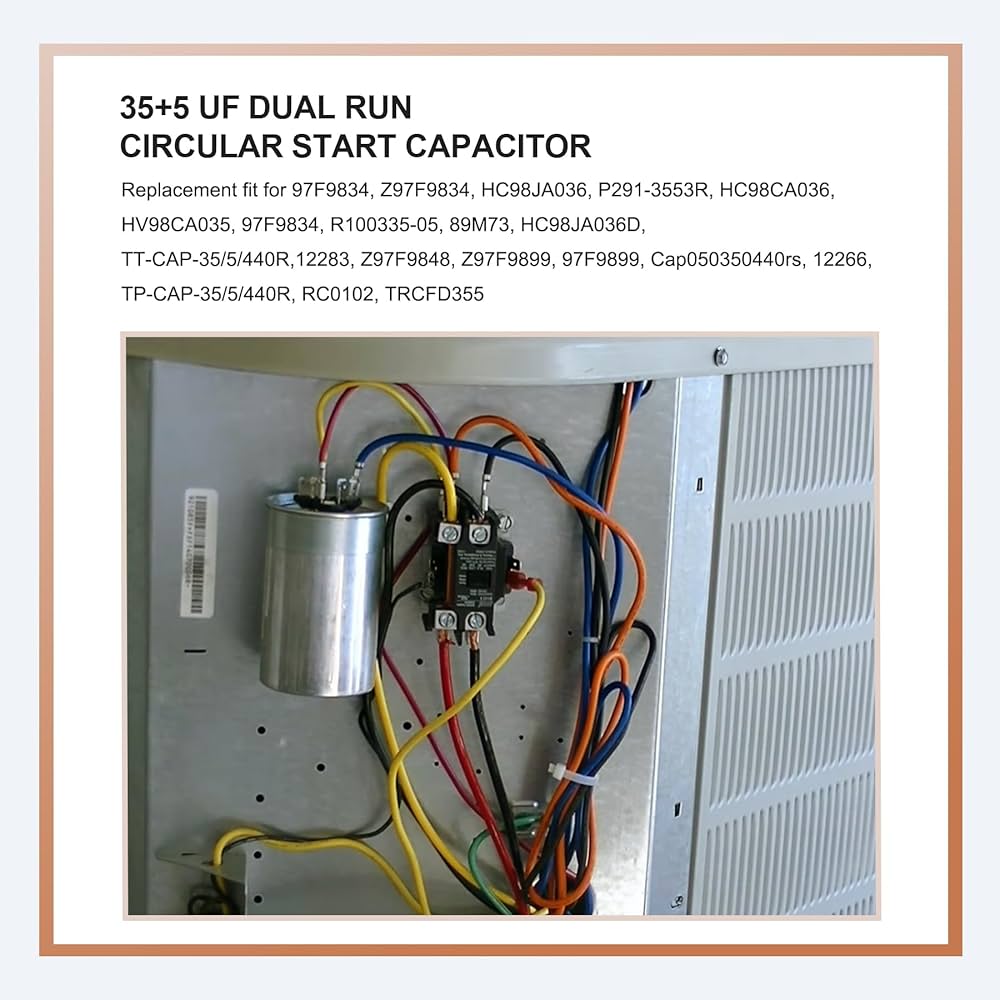 Powswopx 2 Pack 35+5 MFD 35/5 uF 370 or 440 Volt CBB65B Dual